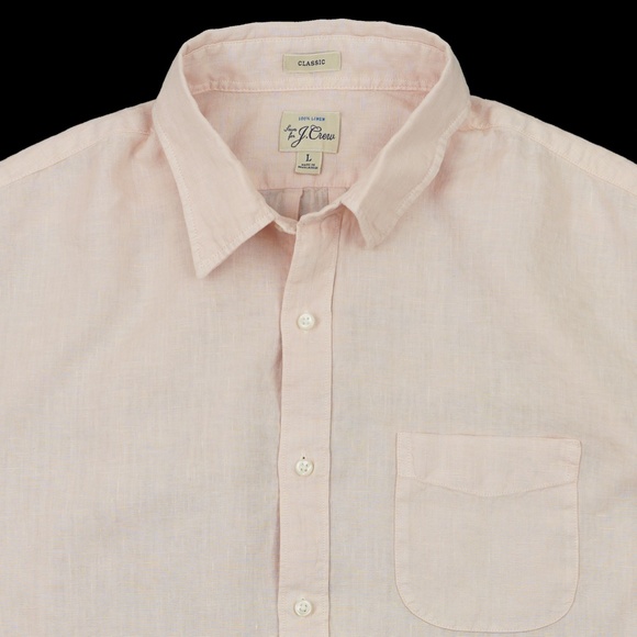 JCREW Size L Washed Linen Shirt with Point Collar in Pink Blush $118 CH601 - Picture 3 of 4